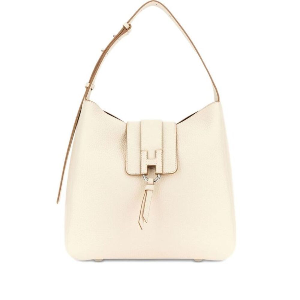 HOGAN Leather Shoulder Bag with Signature H Detail Women WHITE Handbags